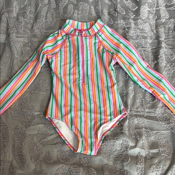 Colorful Striped Long Sleeve Swimsuit - Picture 1 of 6